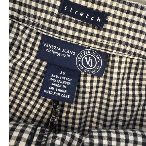 Gingham Cropped Pants Size 18 Cotton Spandex Stretch Pockets 21" Inseam - Picture 5 of 6